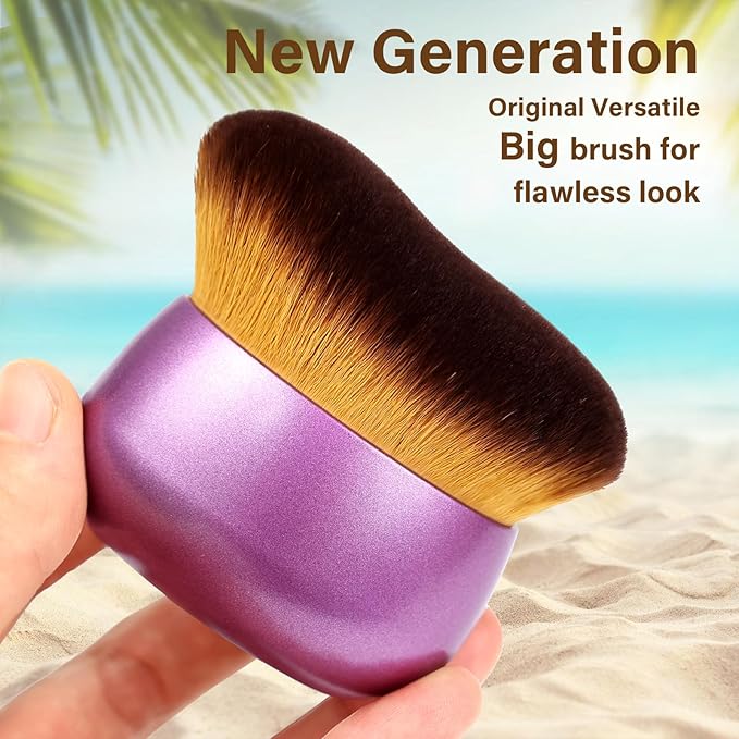 Extra Large Body Makeup Brush For Self Tanner, Leg Makeup &Bronzer Blend,75 mm Wide-headed Kabuki Brush Provides More Even &Pretty Application, Sunscreen Face& Back Makeup Brush, Wet&Dry Use- Purple