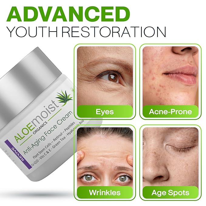 Advanced Retinol Cream for Face | Revive Anti Aging Face Cream for Women & Men - Topical Retinoid Wrinkle Repair Day or Night Moisturizer – Organic Retinol Facial Moisturizer for Aging Skin Care