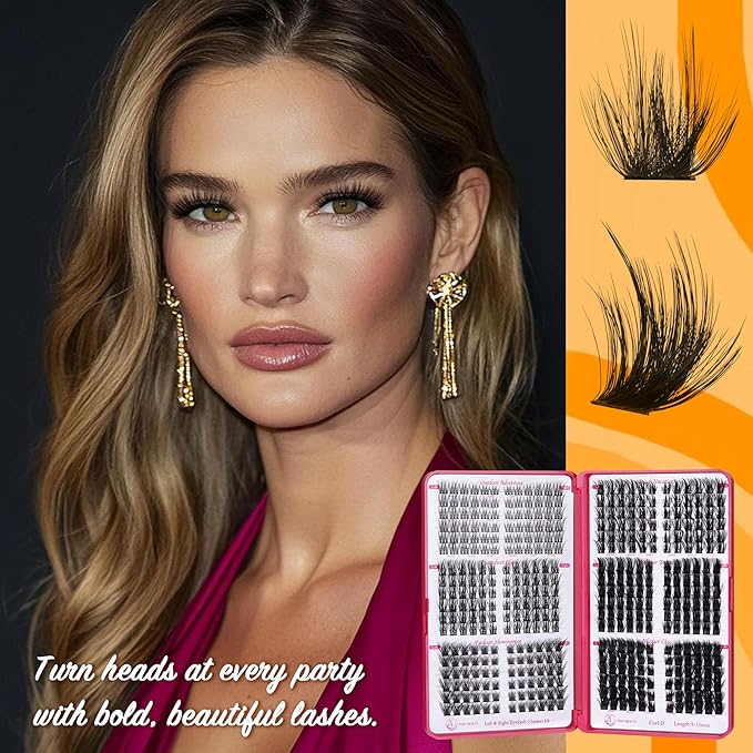 Fluffy Lash Clusters - 360Pcs Natural 0.05D Eyelash Clusters, Left & Right Eyelashes, Urtra Lightweight Cat Eye Clusters for Starter DIY at Home(Eyelashes Only)