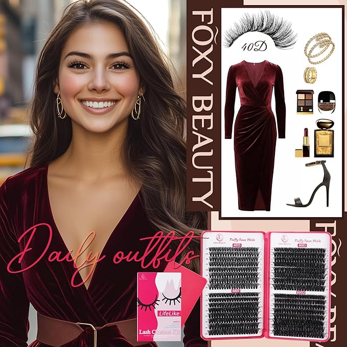 Lash Clusters 640PCS - Natural Fluffy Lash Clusters 40D+60D+80D+100D Fluffy Wispy Lash Clusters D Curl Lash Extension 11-18MM Individual Lash Clusters Cluster Eyelash Extensions for Beginners