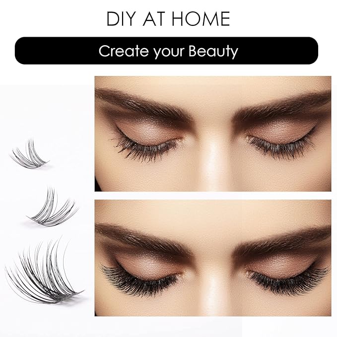Cluster Lashes 72 Individual Lashes Clusters Eyelash Extensions False Eyelashes DIY Lash Extension Kit Reusable False Eyelashes Natural Look Mix 10-16mm C D Curl-DM01
