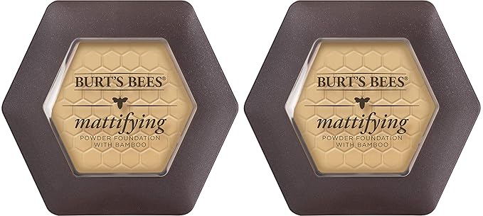 Burts Bees 100% Natural Mattifying Powder Foundation, Sand - 0.3 Ounce (Pack of 2)