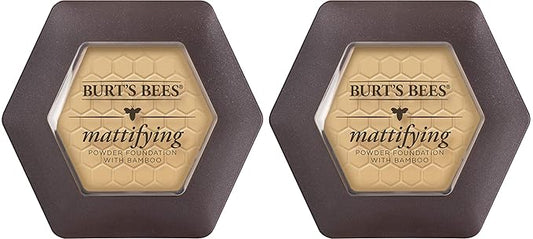 Burts Bees 100% Natural Mattifying Powder Foundation, Sand - 0.3 Ounce (Pack of 2)