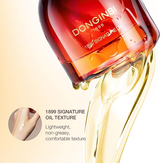 Donginbi 1899 Signature Oil - Skin Barrier Repair & Firming Face Oil for Women, Jojoba Seed Oil & Sweet Almond Oil for Sensitive Skin, Korean Red Ginseng Skin Care, 0.52 floz / 15ml