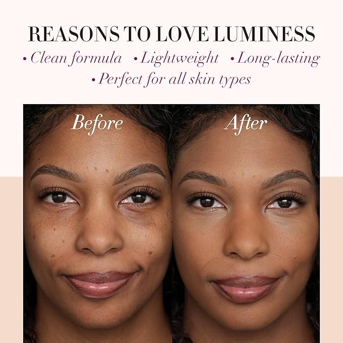 LUMINESS Airbrush Spray Silk Foundation Starter Kit - Deep Dark - Foundation, Primer & Dual-Sided Angled Buffing Brush - Medium, Buildable Coverage, Anti-Aging Formula Hydrates & Moisturizes