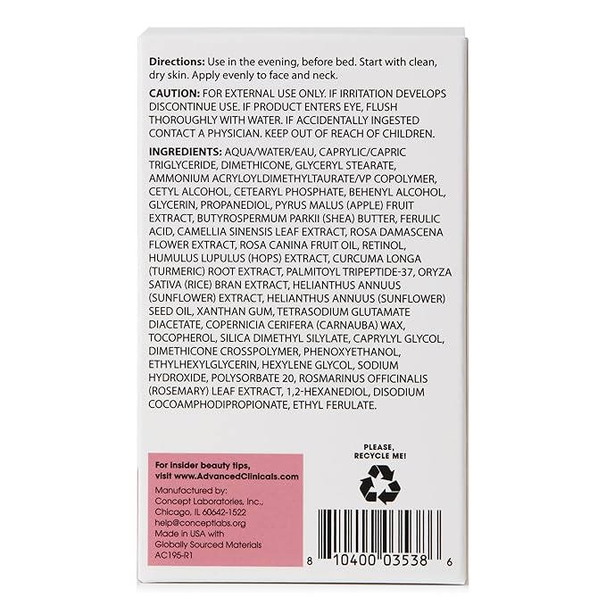 Advanced Clinicals Retinol Cream Face Moisturizer | Encapsulated Retinol Lotion For Face With Ferulic Acid + Vitamin E To Soften Appearance Of Crepey Skin & Look of Fine Lines & Wrinkles, 2.5 Fl Oz