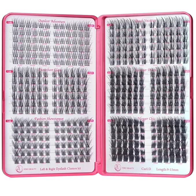 Fluffy Lash Clusters - 360Pcs Natural 0.05D Eyelash Clusters, Left & Right Eyelashes, Urtra Lightweight Cat Eye Clusters for Starter DIY at Home(Eyelashes Only)