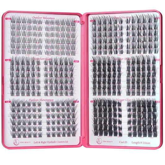 Fluffy Lash Clusters - 360Pcs Natural 0.05D Eyelash Clusters, Left & Right Eyelashes, Urtra Lightweight Cat Eye Clusters for Starter DIY at Home(Eyelashes Only)