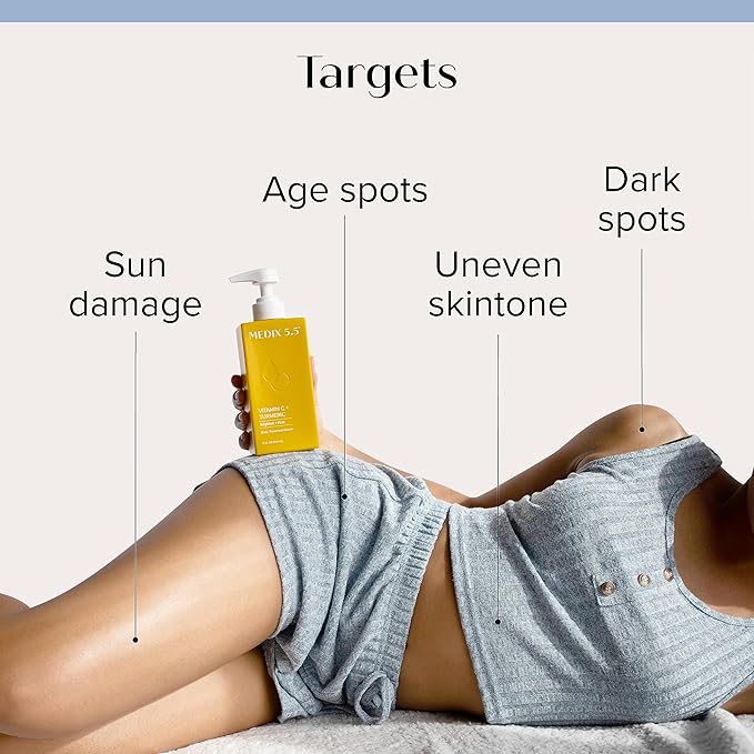 Medix 5.5 Brightening Vitamin C Cream + Coconut Oil Moisturizer Skin Care Set | Body Cream & Face Lotion Bundle | Firming Body Lotion Set For Women, Crepey Skin Treatment, Wrinkles, Cellulite, 2PC