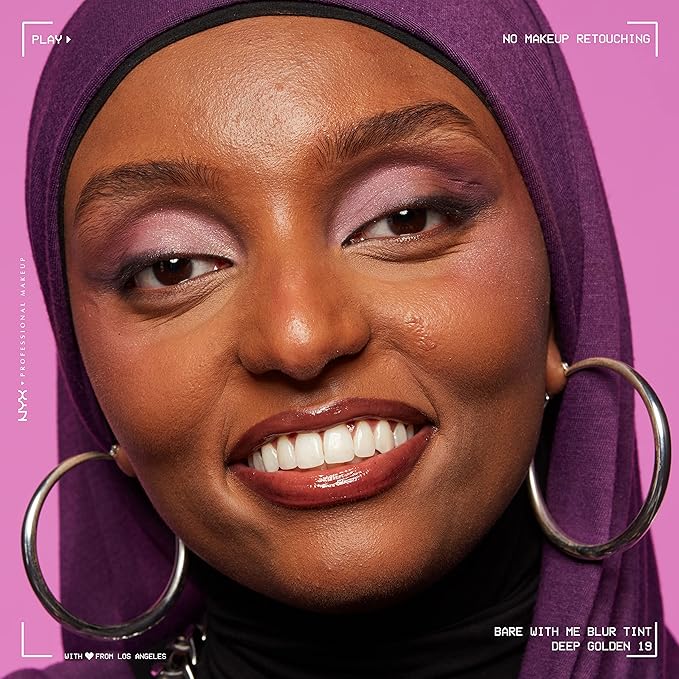 NYX PROFESSIONAL MAKEUP Bare With Me Blur Skin Tint Foundation Make Up with Matcha, Glycerin & Niacinamide - Deep Golden