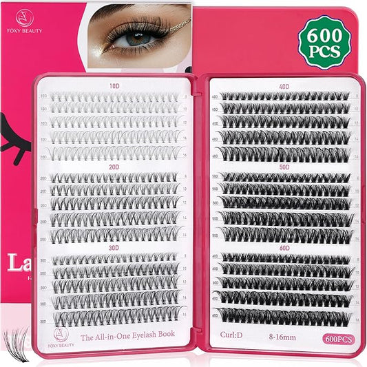 Lash Clusters 600PCS Lashes - Wispy Lash Clusters 10D 20D 30D+40D50D60D Individual Lashes Clusters D Curl Lash Extension 8-16MM Eyelash Clusters DIY Cluster Eyelash Extensions for Beginners Eyelashes