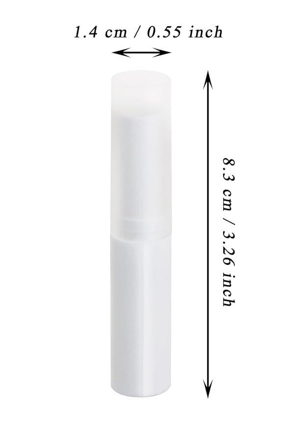 0.14oz Empty Flavored Lip Balm Container Tubes Plastic Homemade Moisturizing Lip Stick with Caps Bulk Fit for Women Adult DIY Making Supplies, 25 Count (White)