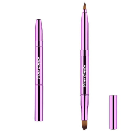 Cosmetic Brushes Lip Eye Double Sided Makeup Brush with Cap for Travel Retractable Lip Brush Eyebrow Brush Concealer Brush For Lipstick Portable Purple