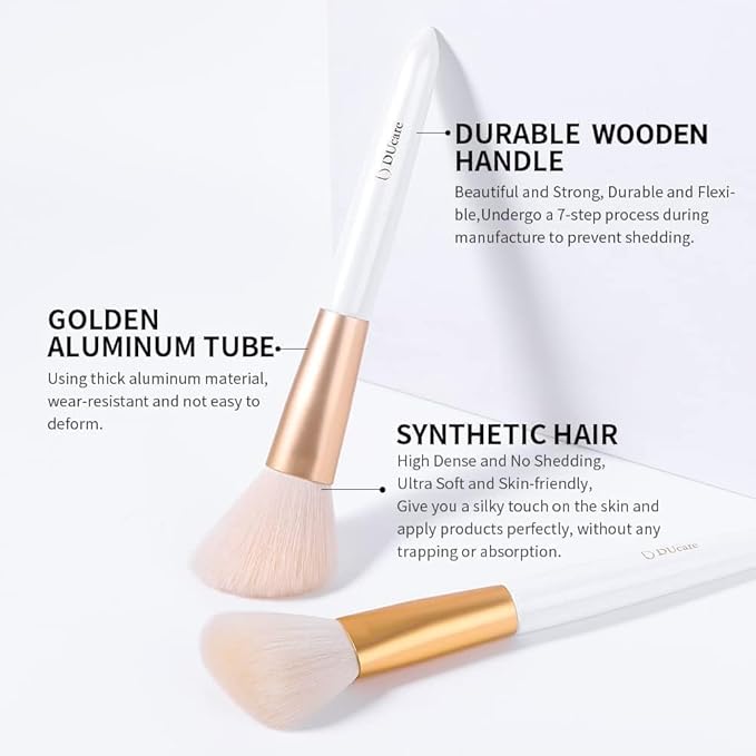 DUcare Angled Blush Brush, Fluffy Blush Brush for Cheeks, Multi-Purpose Face Makeup Brushes for Cream, Liquid Or Powder, Bronzers, Vegan & Cruelty-Free