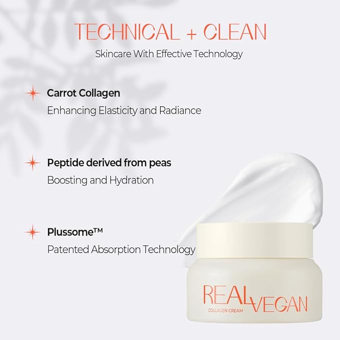 KLAVUU Real Vegan Collagen Cream - Enhances Skin Elasticity, Providing Deep Hydration to Dry Skin for a Radiant, Youthful Glow