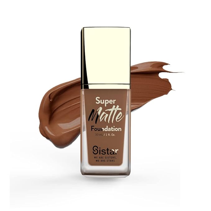 Sistar Super Matte Foundation Perfecting Liquid Foundation Full Coverage Control Shine Weightless Longwearing 30 mL / 1 fl. oz. (Sienna)