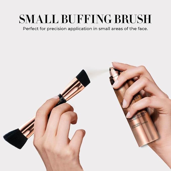 LUMINESS Silk Airbrush Spray Foundation & Buffing Brush Kit – Full Coverage Foundation & Dual-Sided Buffing Brush - Buildable Coverage, Anti-Aging Formula Hydrates & Moisturizes (Shade - Fair)