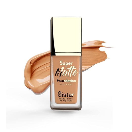 Sistar Super Matte Foundation Perfecting Liquid Foundation Full Coverage Control Shine Weightless Longwearing 30 mL / 1 fl. oz. (Caramel)