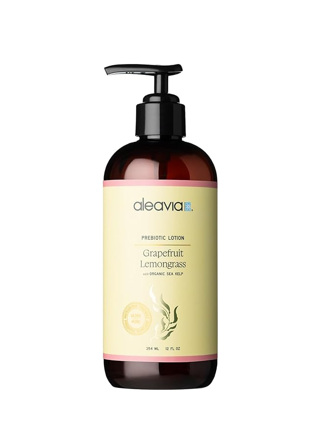 Aleavia Grapefruit Lemongrass Prebiotic Body Lotion – Lightly Scented, All-Natural Moisturizing Body Lotion with Organic Essential Oils – 12 Oz