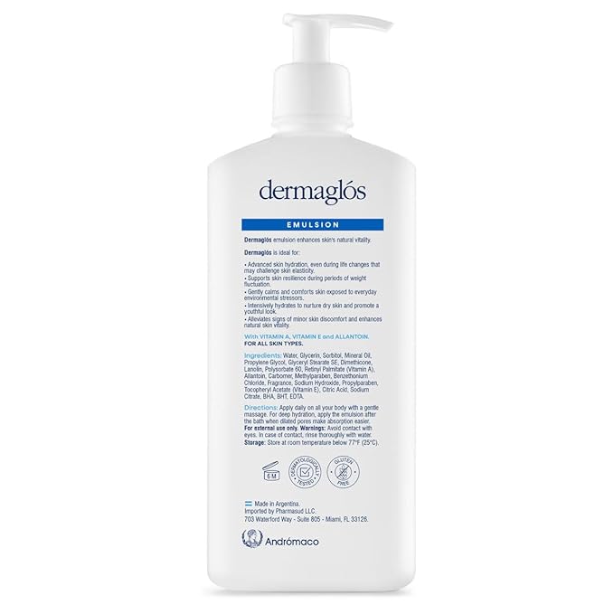 Dermaglos Moisturizing Body Lotion for Dry Skin with Extra Vitamin A, Vitamin E & Allantoin | Regenerating Lightweight Moisturizer for Stretch Marks, Tattoos Aftercare, Scars & Wrinkles | 13.52 Fl Oz