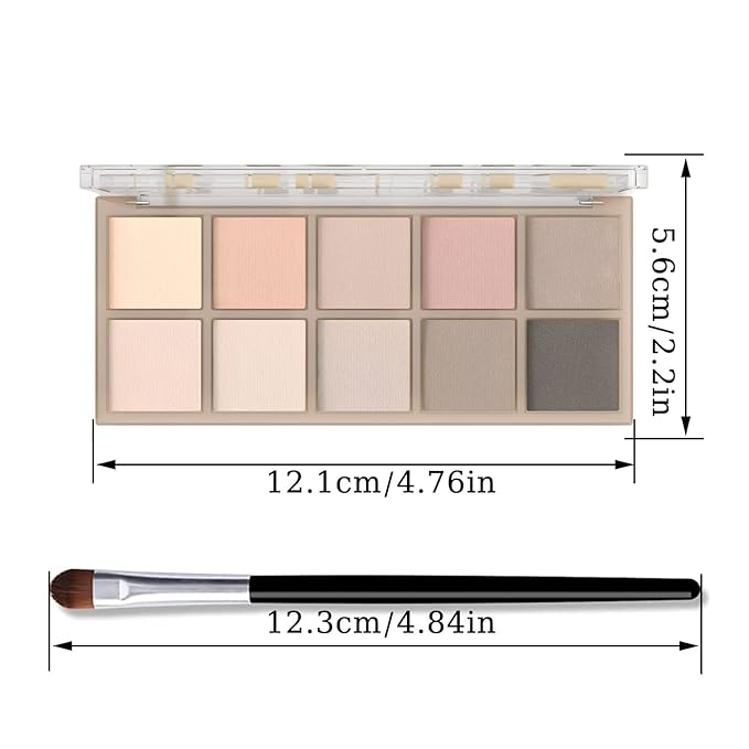 10 Colors Eyeshadow Palette Matte Naked Eye Shadow Makeup,High Pigmented, Naturing-Looking, Ultra-Blendable,Long Lasting High Pigment Nude Eyeshadow with 3 Eyeshadow Brush(Cement color)