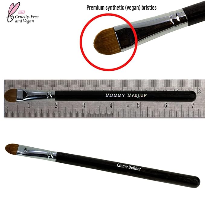 Creme Definer Eyeshadow Brush (1 Pc) Soft & Thick Premium Synthetic Vegan Bristles, Flat Cream Eye Shadow Brush for Makeup Artist-Quality Results, Cruelty-Free by Mommy Makeup