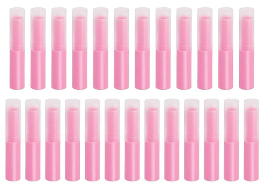 0.14oz Empty Flavored Lip Balm Container Tubes Plastic Homemade Moisturizing Lip Stick with Caps Bulk Fit for Women Adult DIY Making Supplies, 25 Count (Rose Pink)
