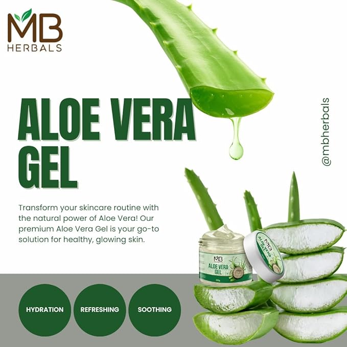 MB Herbals Aloe Vera Gel 7 oz (200 Gram) | Pure Aloe Vera Gel - No added Fragrance | For Moisturizing Skin and Scalp | Skin and Hair Care