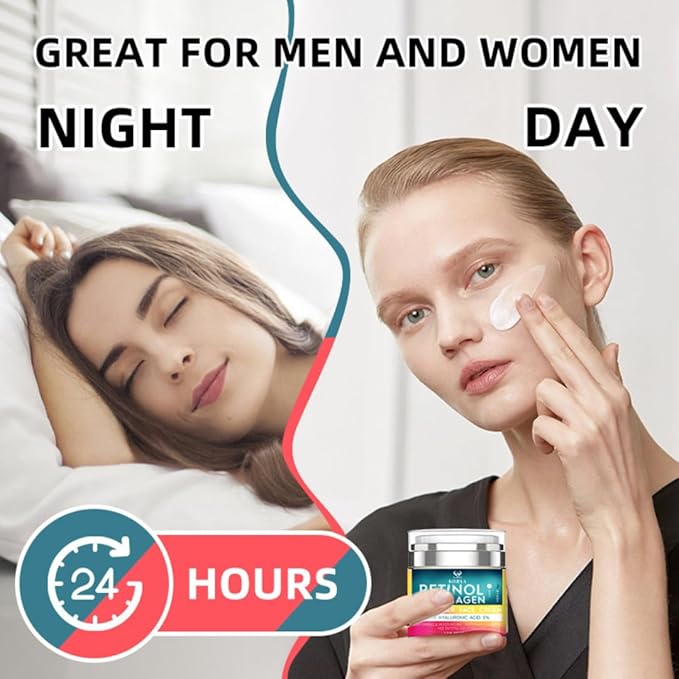 Retinol & Collagen Face Cream – Anti-Aging Moisturizer for Wrinkles & Fine Lines | Hyaluronic Acid & Peptides | Hydrates & Restores Skin Elasticity