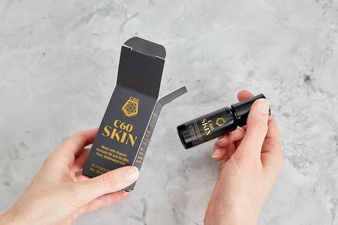 C60 Power - Skin Roll-On - Age-Defying Antioxidant Protection - Reduce Wrinkles, Heal Skin, Non-Greasy - Face, Body, Bug Bites, Scarring - Organic Avocado Oil, 99.99% Pure C60 Fullerenes