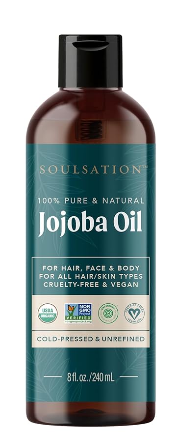 Organic Jojoba Oil for Skin, Hair & Face (8oz) | 100% Pure, Natural Cold Pressed