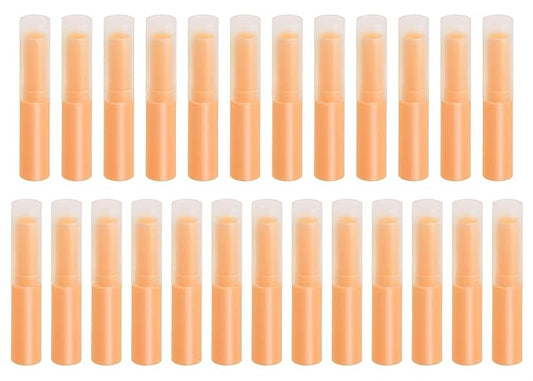 0.14oz Empty Flavored Lip Balm Container Tubes Plastic Homemade Moisturizing Lip Stick with Caps Bulk Fit for Women Adult DIY Making Supplies, 25 Count (Orange)