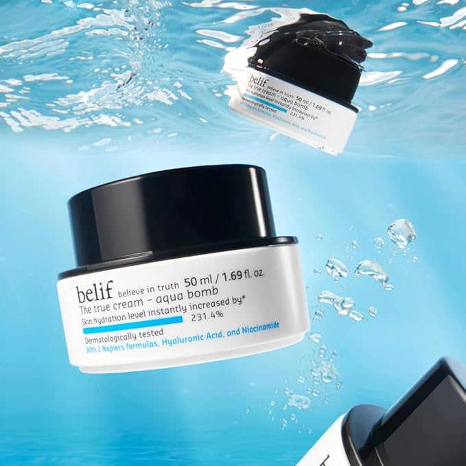 belif Aqua Bomb – Lightweight Gel Moisturizer with Niacinamide, Hyaluronic Acid & Squalane | 72H Hydration + Cooling Effect, Korean Skincare (3.3 fl oz)