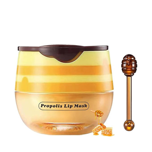 1 PCS Bee Lip Balm Lip Mask Honey Pot, Honey Moisturizing Sleeping Lip Mask Overnight with Sticks, Lip Balm Honey Pot Lip Balm Hydrating Prevention Dry and Crack Lip Scrubs Exfoliator