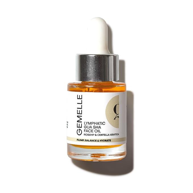 GEMELLE Lymphatic Gua Sha Face Oil | 10x Award Winner | Detox, Plump, Balance, Hydrate | High-Altitude Rosehip, Centella Asiatica & More! | Organic, Natural, Clean Beauty | Starter, Travel 15ml