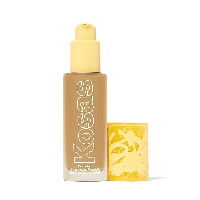 Kosas Revealer Skin-Improving Foundation with SPF 25 Protection - Hydrate, Brighten, Soothe, Plump, Protect Skin - Smoothing Texture, Natural Finish and Clean Formula - Medium Tan Olive 270
