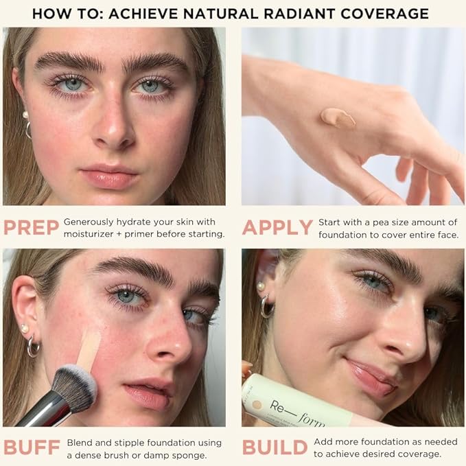 HALEYS Re-form Luminous Skin Foundation, VEGAN + CRUELTY-FREE, Blurs, Conceals, Blendable, Buildable Med-to-Full Coverage, Weightless, Oil-free, All-Day Wear, Hyaluronic Acid, All skin types (2.5)