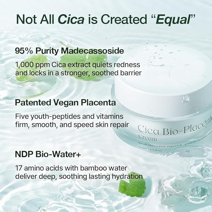 NDP Cica Cream - Gel Face Moisturizer for Sunburn Relief, lightweight Korean Moisturizer for Sensitive Skin, Centella Asiatica, Hydrating, Calming, Soothing (1.7 Fl oz / 50ml)