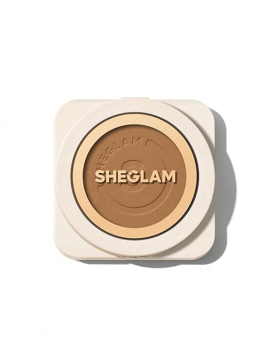 SHEGLAM SKin-Focus Full Coverage Powder Foundation Oil-Control Lightweight Face Pressed Powder Makeup-Saddle