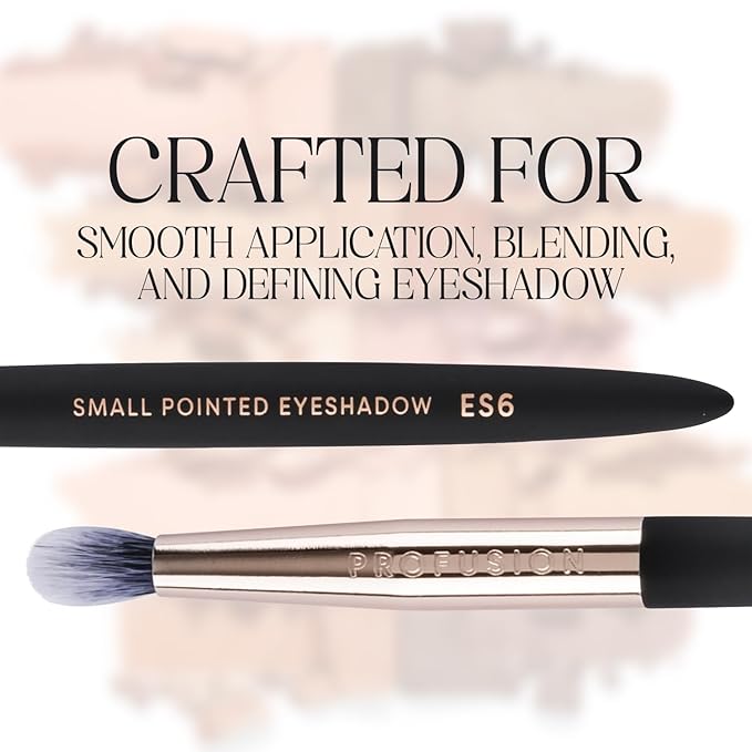 Profusion Cosmetics Small Pointed Precision Synthetic Eyeshadow Brush Pigments and Glitter Eye Concealer Tapered Bristles for Blended Crease and Eyeliner Smudger Quality Brush