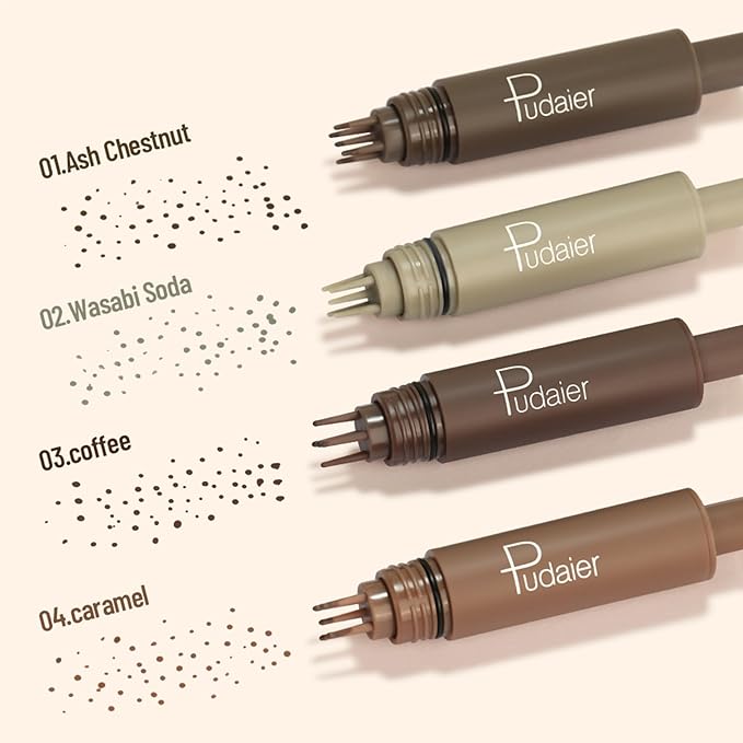 Freckle Stamp Pen, Fake Freckles Stain Marker,5-Dot Faux Liquid Freckle Stamp Cushion for Natural and Lifelike Sunkissed Makeup,Quick Dry Long-Lasting Face Freckle Pencil Tool,01#Ash Chestnut