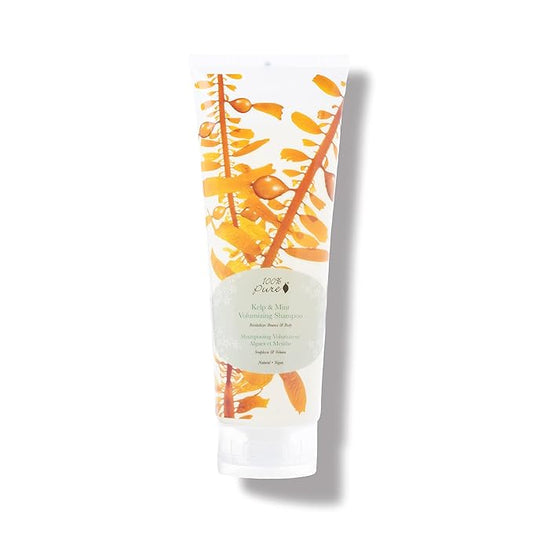 100% PURE Kelp & Mint Volumizing Shampoo Purifying Hydration & Deep Detox - Botanical Body Boost for Dry, Damaged Thinning Hair, Promotes Healthy Growth for Women & Men - Sulfate Free - 8 Fl Oz