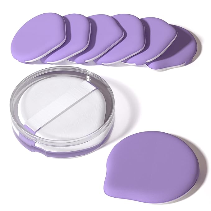 MOHOPE 8Pcs Air Cushion Makeup Puffs for Foundation with Portable Box, No Latex Blending Sponge for Liquid, Cream, Foundation and Powder, Teardrop Powder Puff, Purple