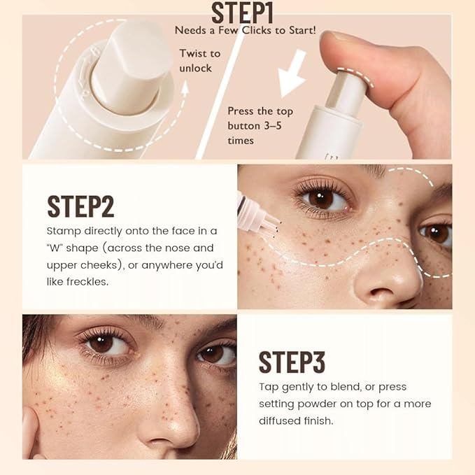 Freckle Stamp Pen, Waterproof Fake Freckles Makeup Tool, Upgrade Liquid Faux Freckles Pen, Quick-Dry, Long-Lasting, Lifelike, Natural Sunkissed Makeup, with Multi-Prong Precision Stamp Head (Dark)