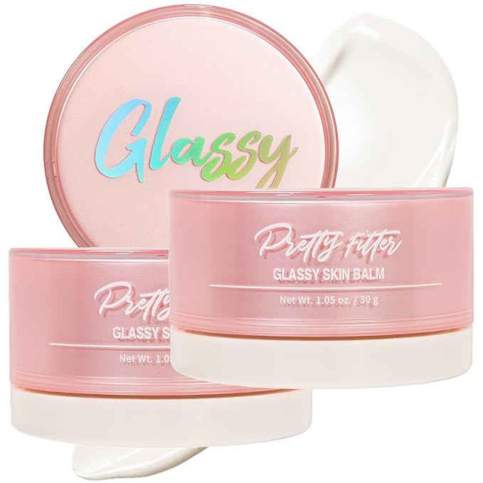 Touch in Sol Pretty Filter Glassy Skin Balm Primer 2 Pack – Skin Smooth Moisturizing Primer before Makeup - Natural Glow Face Cream Moisturizer with Shea Butter and Rose Flower Water, 1.05 oz.