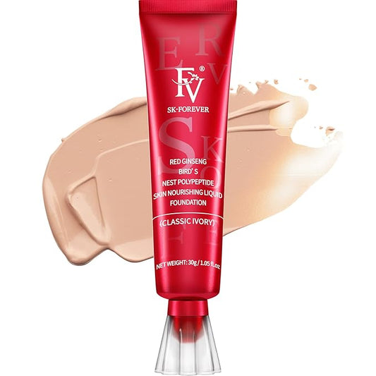 FV Waterproof Foundation with Medium Coverage, Oil-free & Long Lasting, Lightweight, Matte Foundation for Oily/Normal Skin, Sweat-resistant Liquid Makeup Foundation for Face, 30g, Classic Ivory