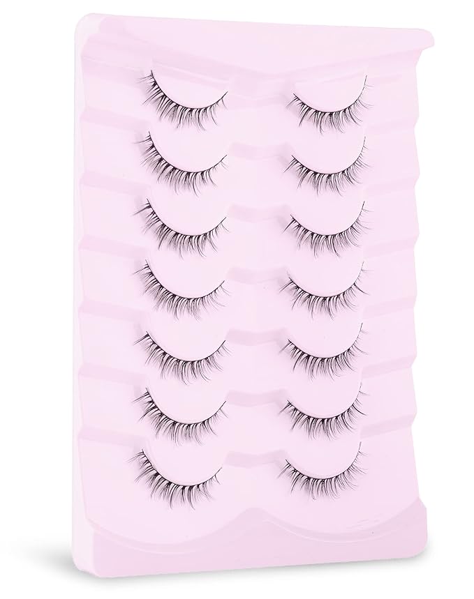 Onlyall Natural Lashes Short Eyelashes Wispy Lashes Natural Look Soft False Eyelashes False Eye Lashes Faux Mink Eyelashes 7 Pairs D2