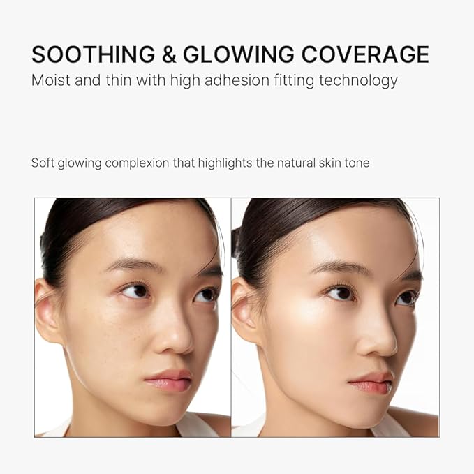 Parnell Cicamanu Serum Cushion - Moisturizing Foundation for Soothing, Coverage, Glass Skin and Lightweight for Sensitive and Dry Skin Pearl Skin (0.52 Fl Oz) (#21 Fair Ivory)