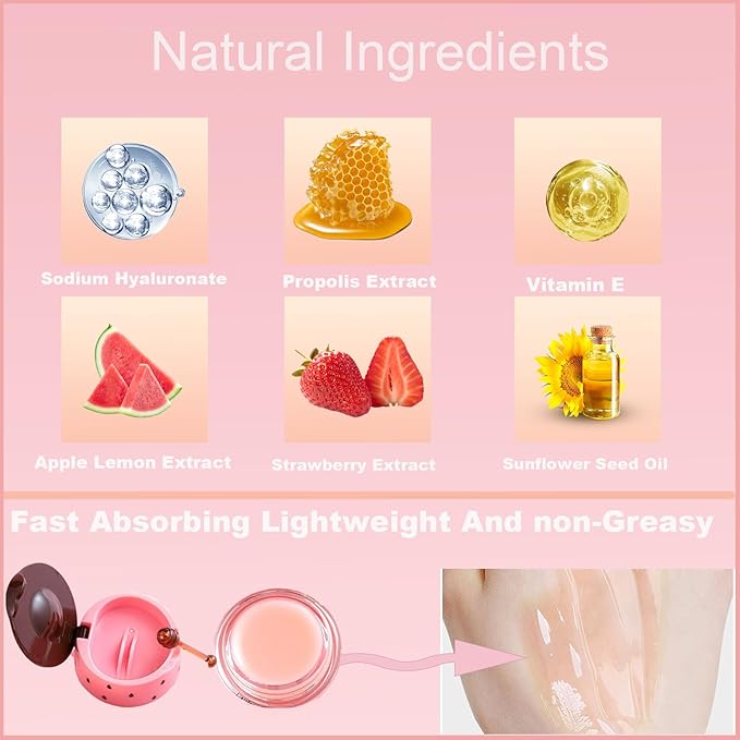 1 PCS Bee Lip Balm Honey Pot, Exfoliating Strawberry Bee Lip Balm Sleeping Lip Mask Overnight with Sticks, Honey Pot Lip Balm Prevention Dry Hydrating and Crack Lip Scrubs