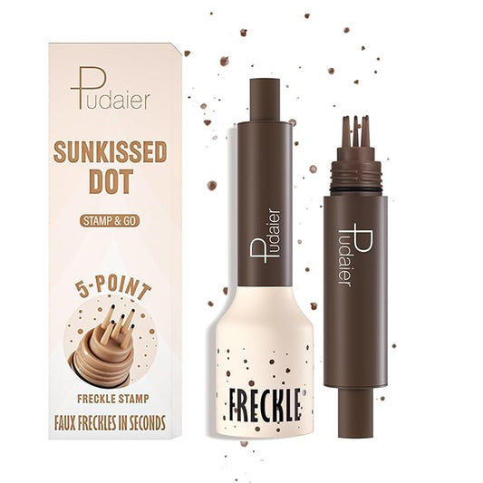 Freckle Stamp Pen, Fake Freckles Stain Marker,5-Dot Faux Liquid Freckle Stamp Cushion for Natural and Lifelike Sunkissed Makeup,Quick Dry Long-Lasting Face Freckle Pencil Tool,03#Coffee